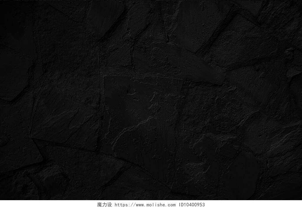 全黑的背景黑色石头纹理墙。Grunge background